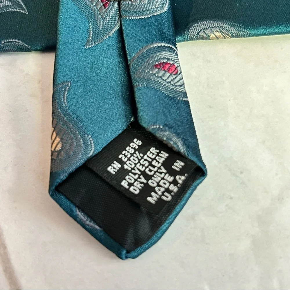 Elegant Teal Paisley Men's 56” Tie